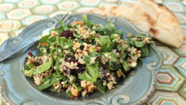 Image of Spinach and Quinoa Salad with Toasted Cashews & Cranberries