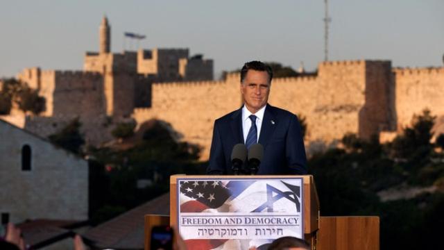 Image of During Visit to Israel, Romney Endorses Hard Line...